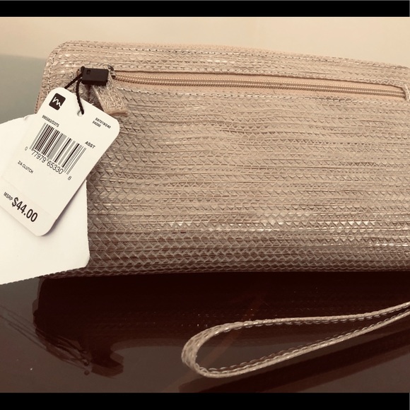 NWT MUNDI Creme/Gold Womens Clutch - Picture 5 of 12